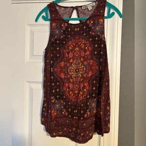 Gypsies & Moondust Red and Brown Patterned Tank Top